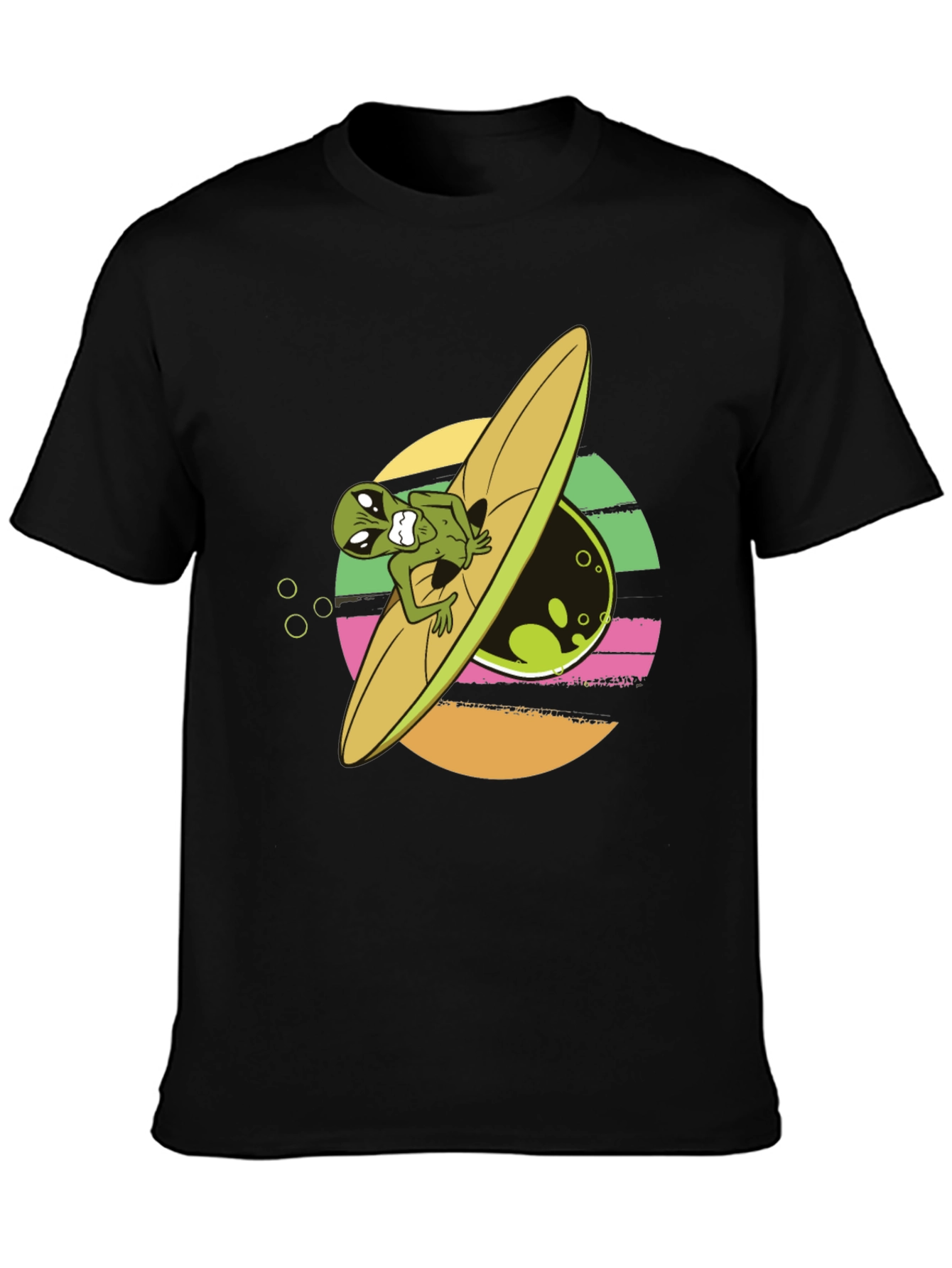 Alien Surfer Graphic Tee - Black T-Shirt