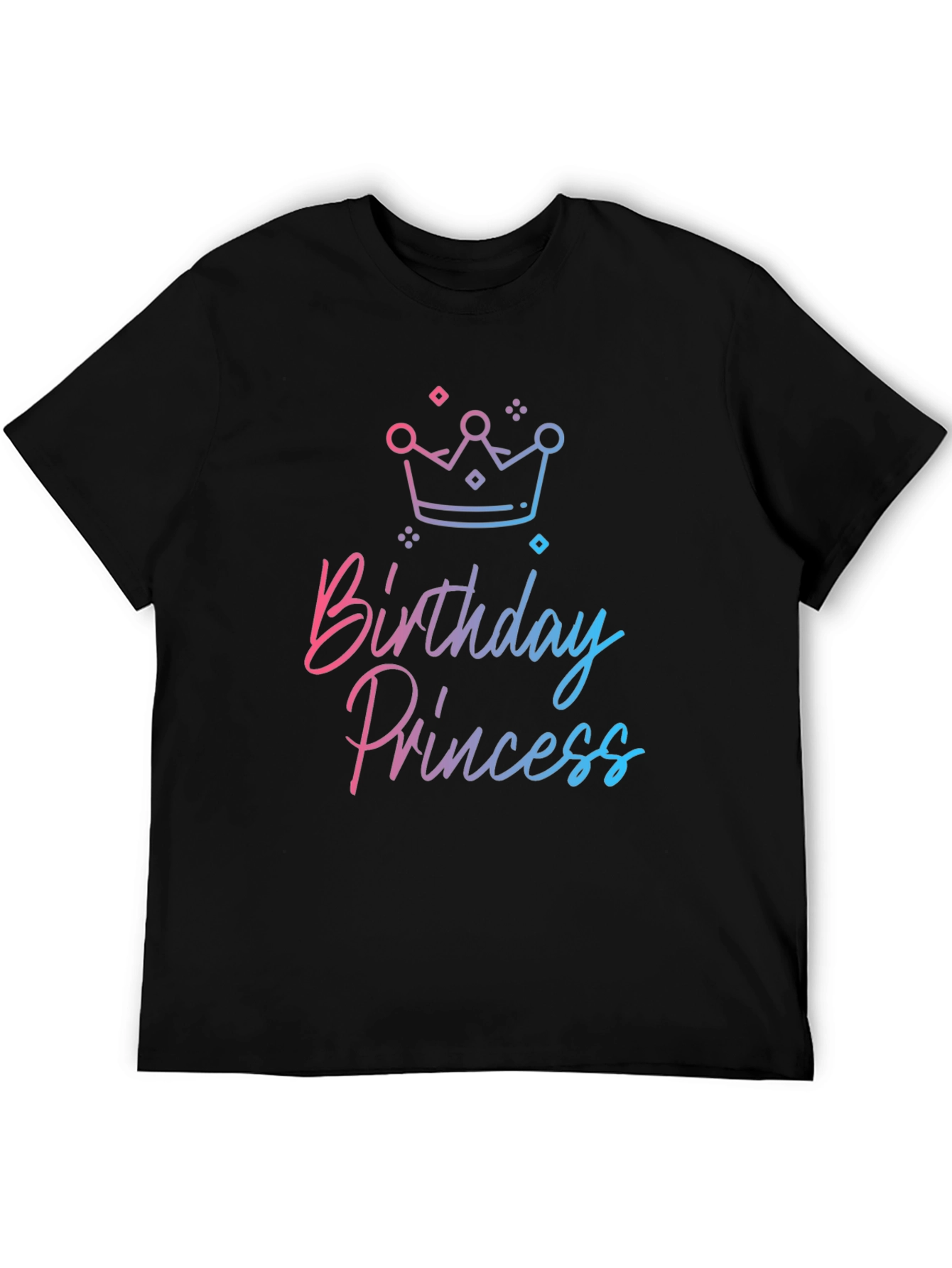 Birthday Princess Graphic Tee - Black Cotton Blend Shirt