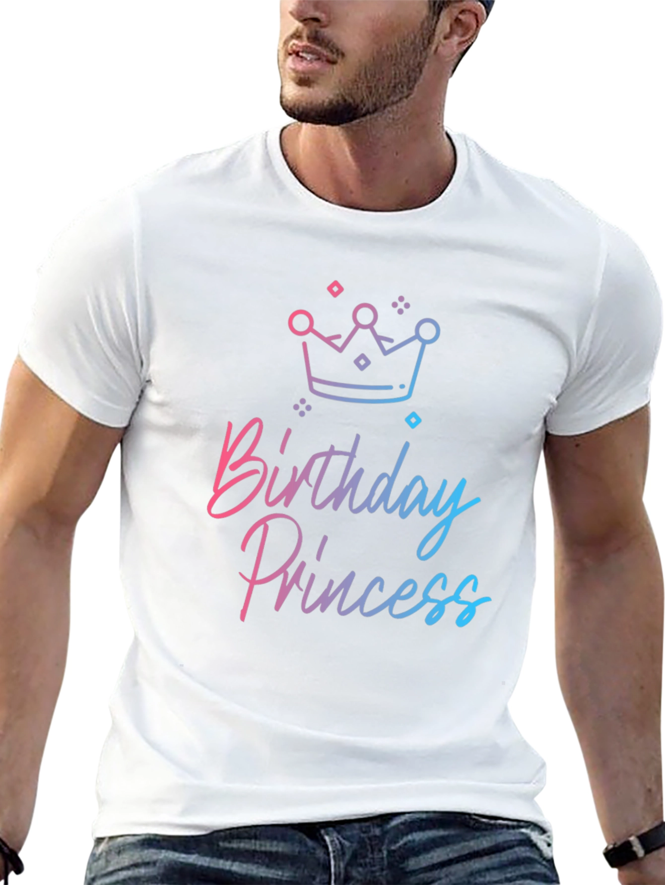 Birthday Princess Graphic Tee - Black Cotton Blend Shirt