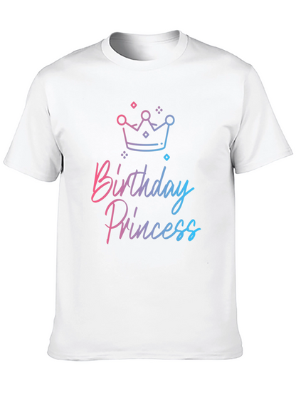 Birthday Princess Graphic Tee - Black Cotton Blend Shirt