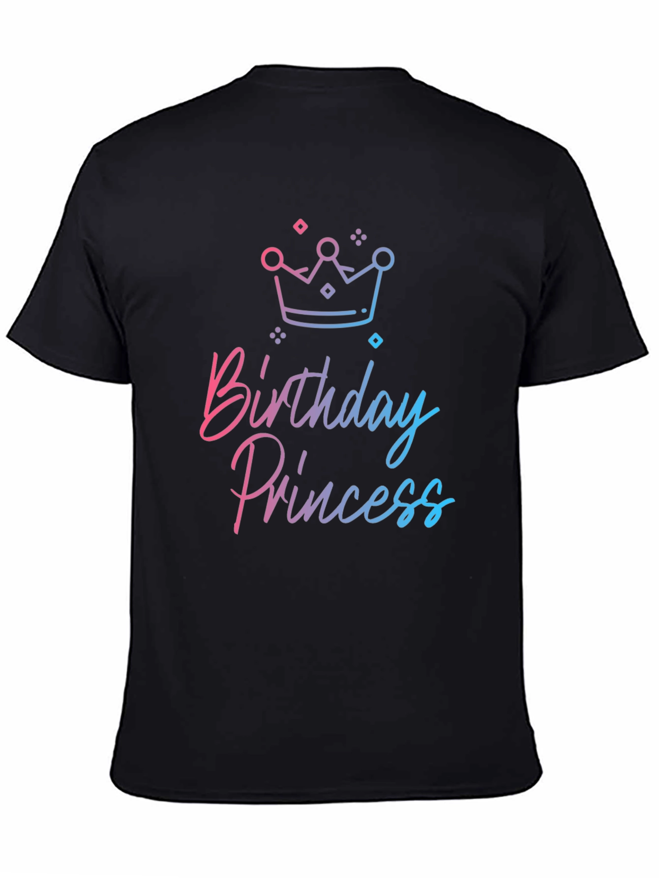 Birthday Princess Graphic Tee - Black Cotton Blend Shirt