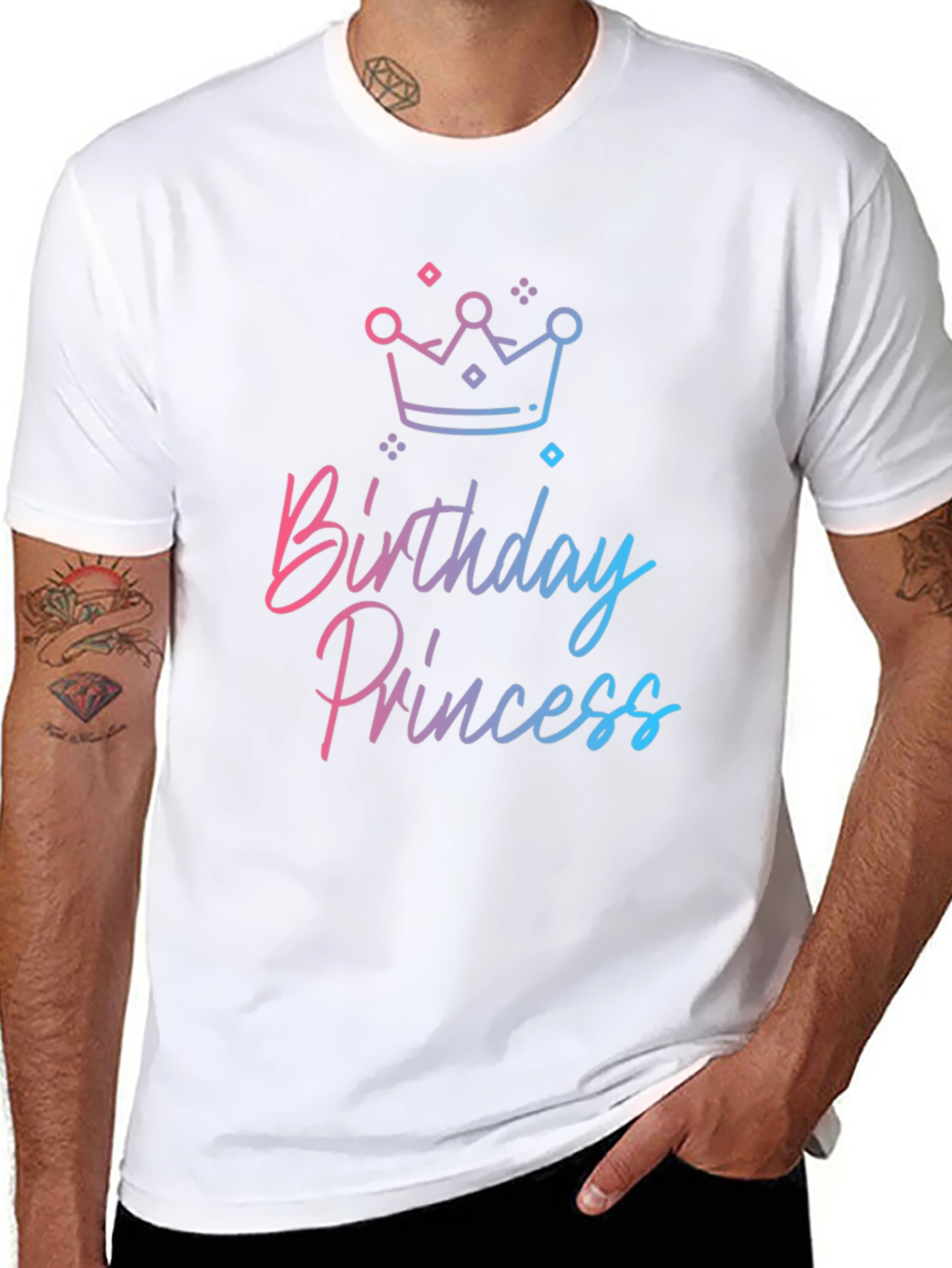 Birthday Princess Graphic Tee - Black Cotton Blend Shirt