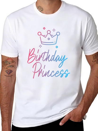 Birthday Princess Graphic Tee - Black Cotton Blend Shirt