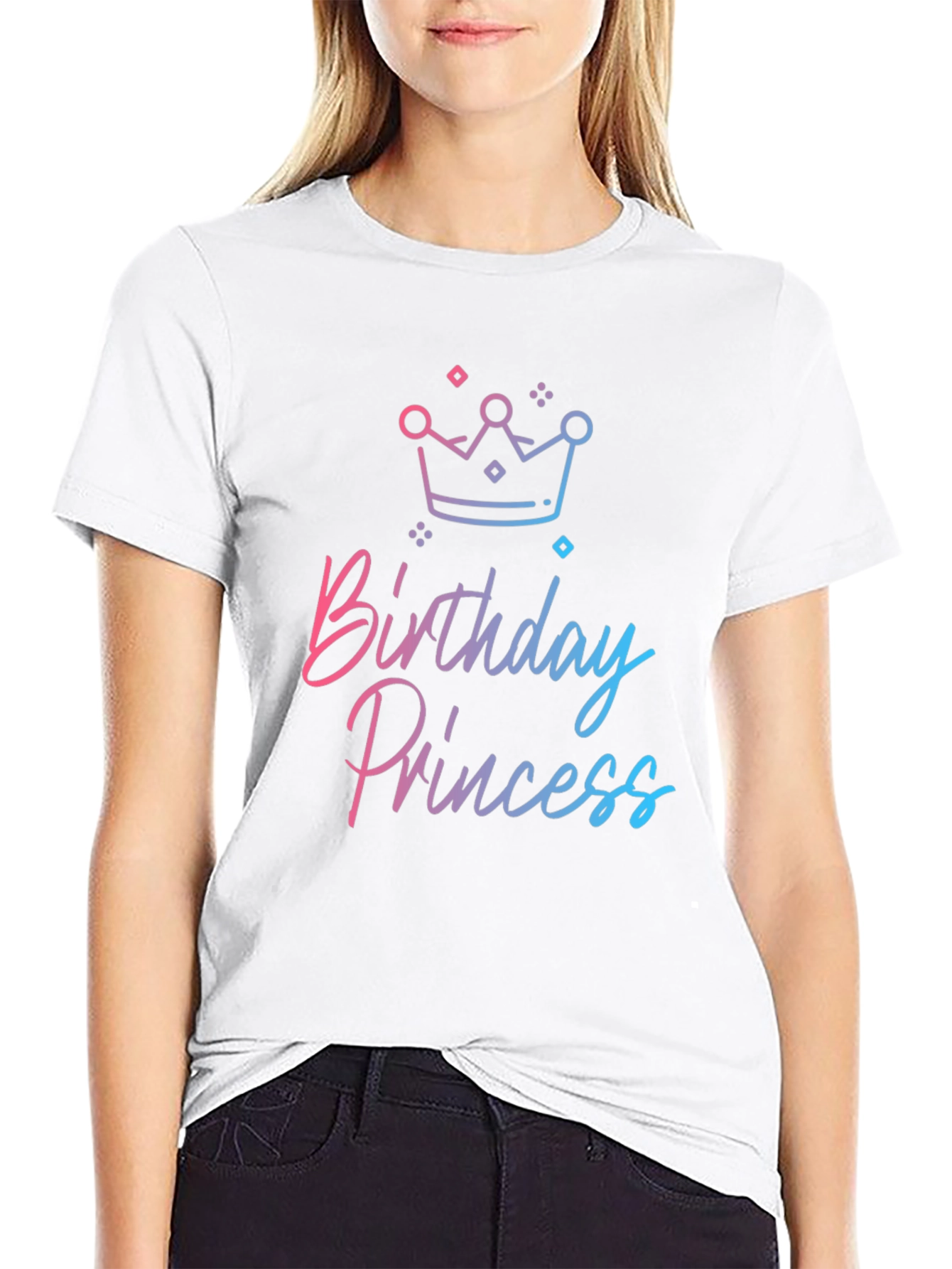 Birthday Princess Graphic Tee - Black Cotton Blend Shirt