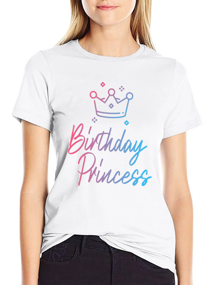 Birthday Princess Graphic Tee - Black Cotton Blend Shirt