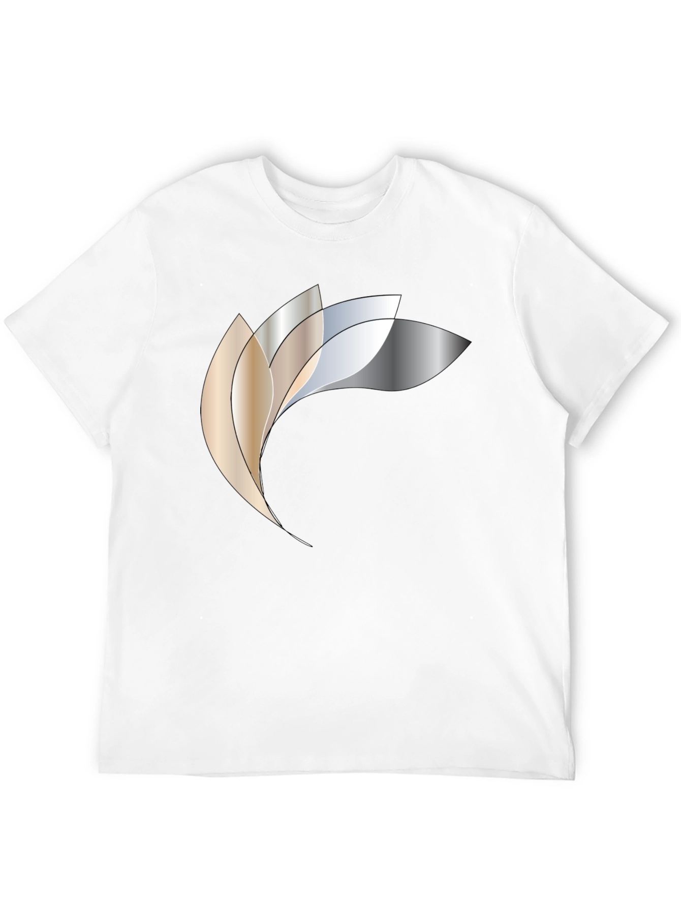 Abstract Metallic Petal Graphic Black T-Shirt