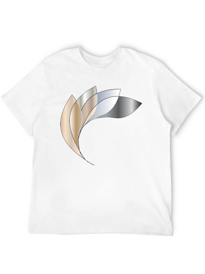 Abstract Metallic Petal Graphic Black T-Shirt