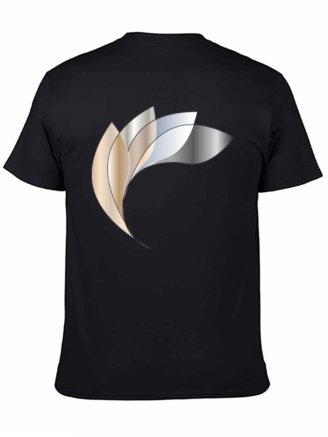 Abstract Metallic Petal Graphic Black T-Shirt