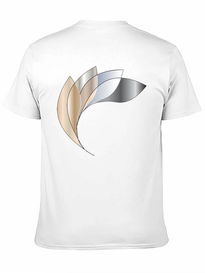 Abstract Metallic Petal Graphic Black T-Shirt