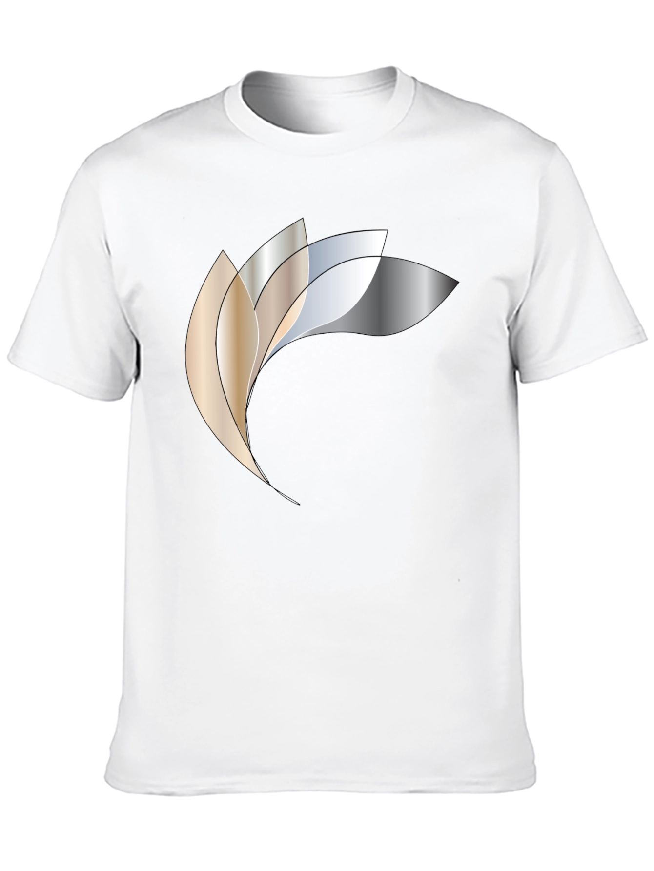 Abstract Metallic Petal Graphic Black T-Shirt