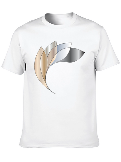 Abstract Metallic Petal Graphic Black T-Shirt