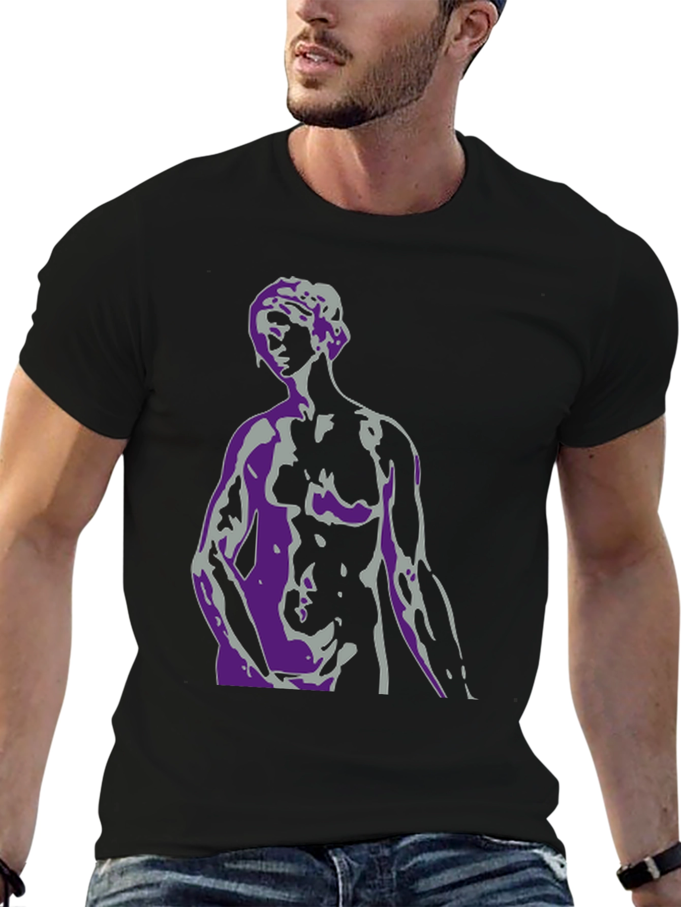 Abstract Statue Graphic T-Shirt - Mens Black Tee