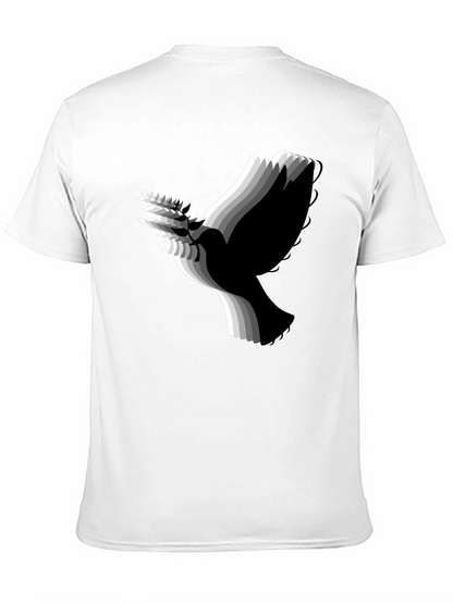 Stylish Black T-Shirt with Abstract Dove Graphic