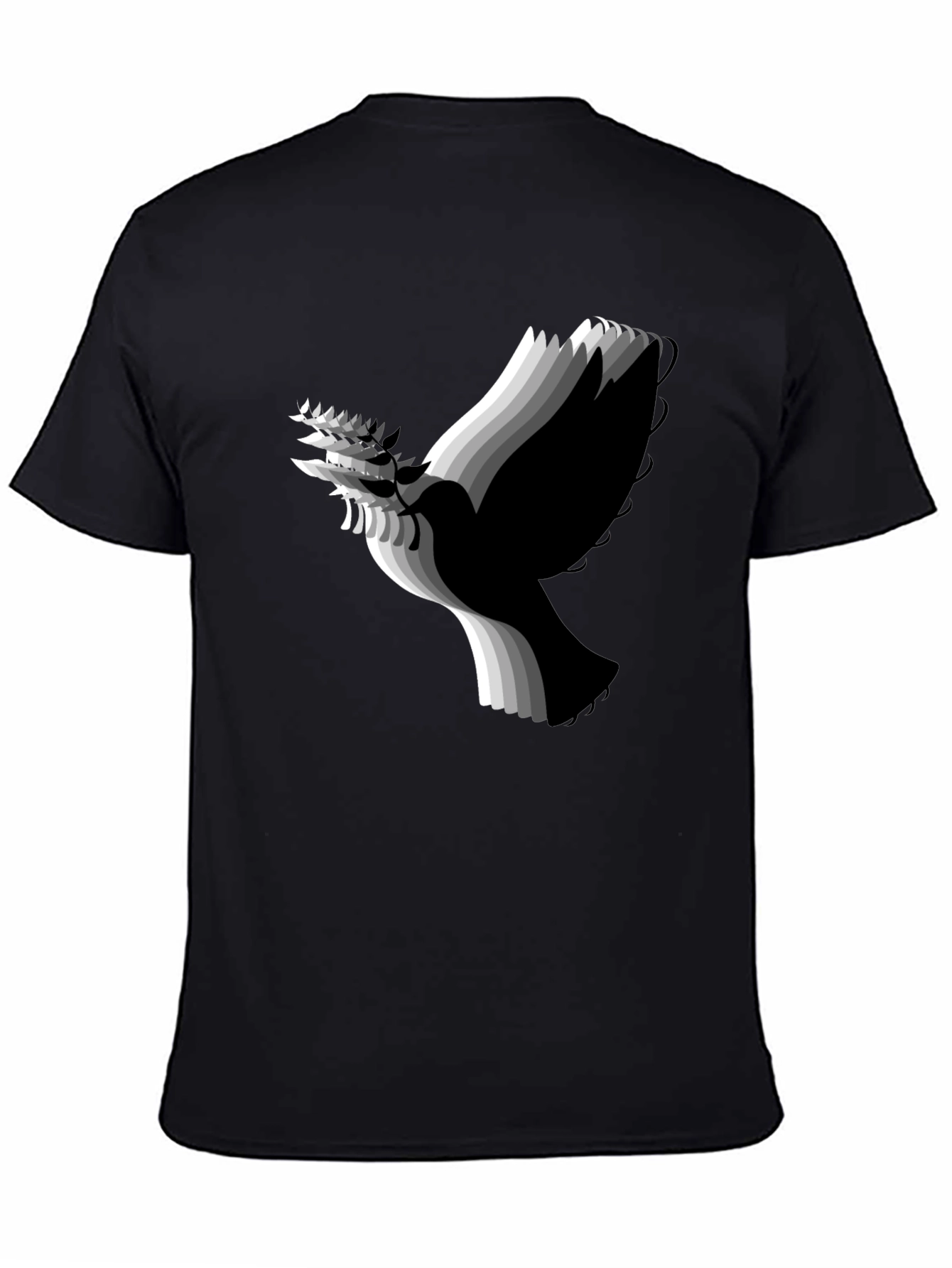 Stylish Black T-Shirt with Abstract Dove Graphic