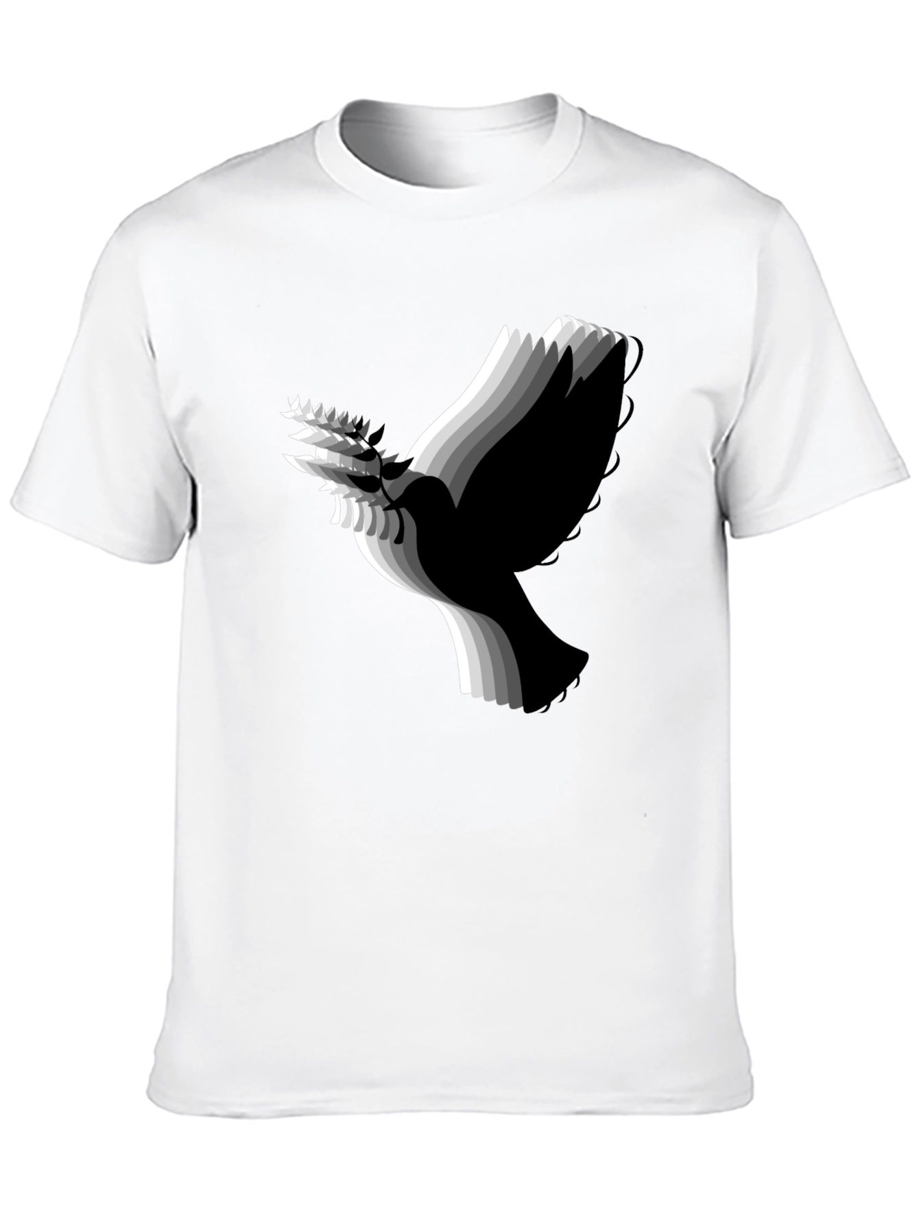 Stylish Black T-Shirt with Abstract Dove Graphic