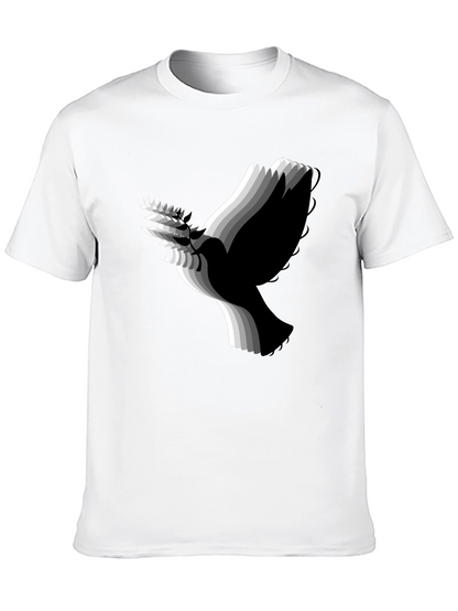 Stylish Black T-Shirt with Abstract Dove Graphic