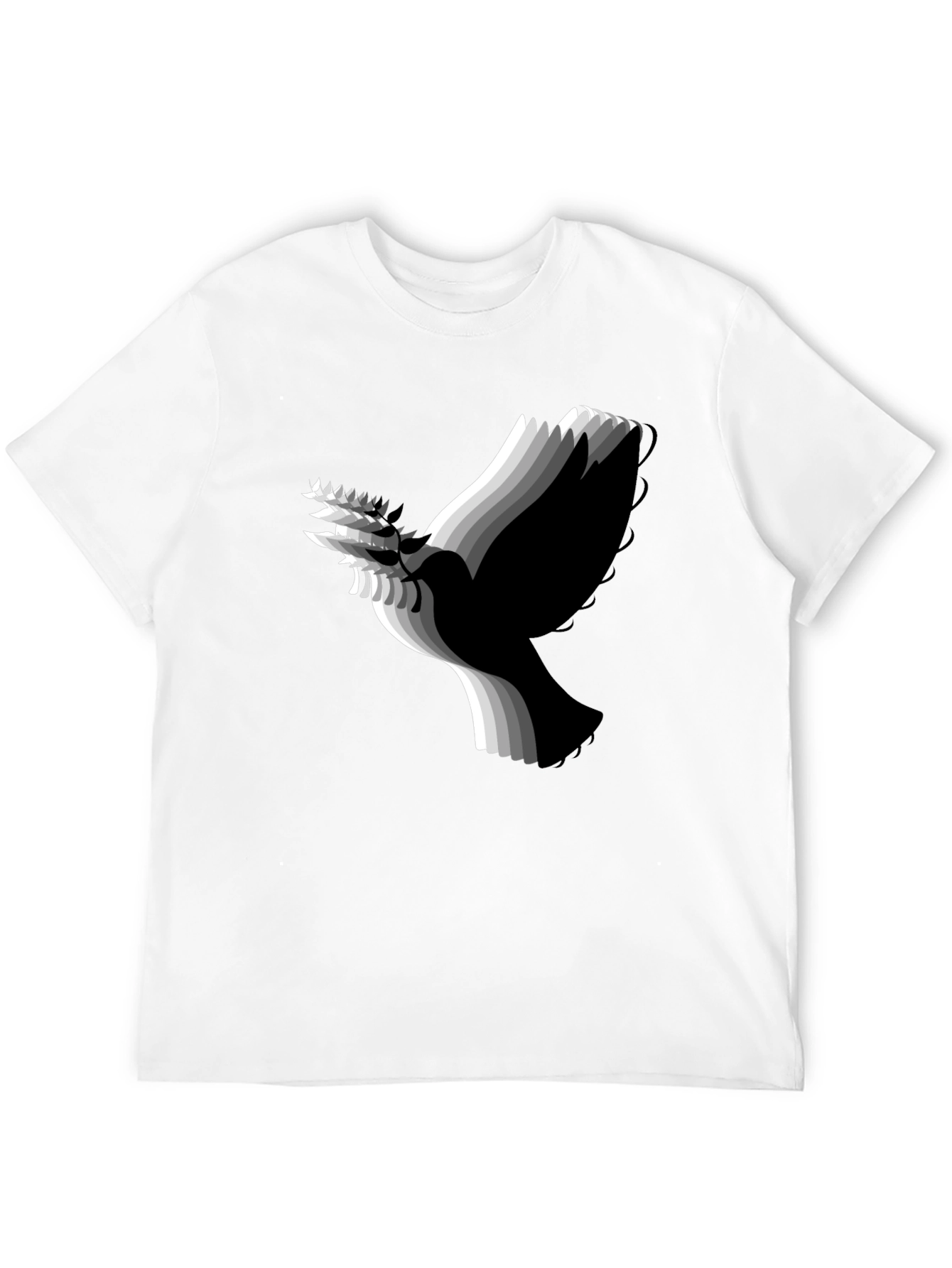 Stylish Black T-Shirt with Abstract Dove Graphic