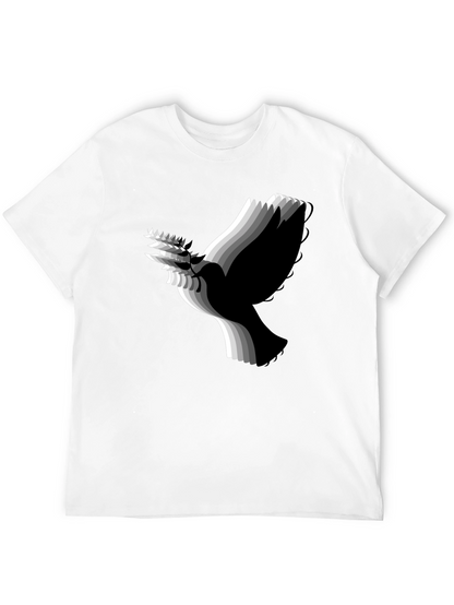 Stylish Black T-Shirt with Abstract Dove Graphic