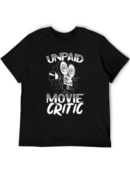 Unpaid Movie Critic Graphic Tee - Black Cotton Shirt