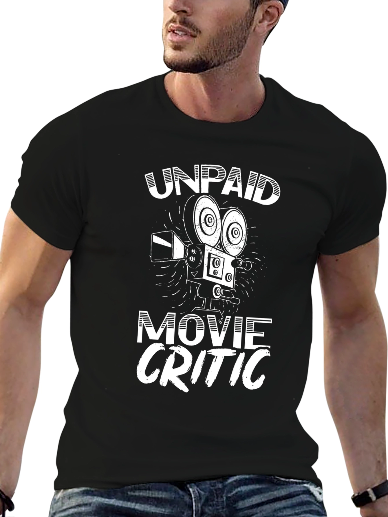 Unpaid Movie Critic Graphic Tee - Black Cotton Shirt
