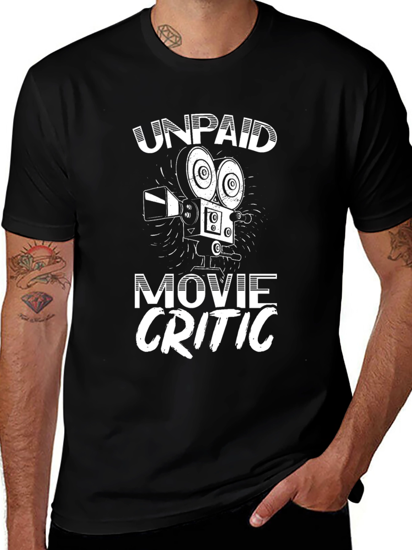 Unpaid Movie Critic Graphic Tee - Black Cotton Shirt