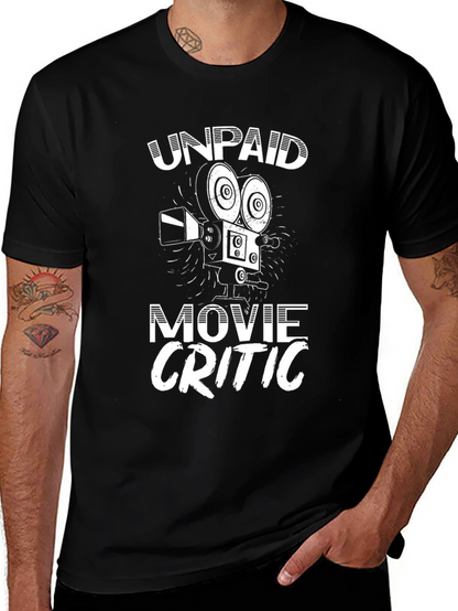 Unpaid Movie Critic Graphic Tee - Black Cotton Shirt
