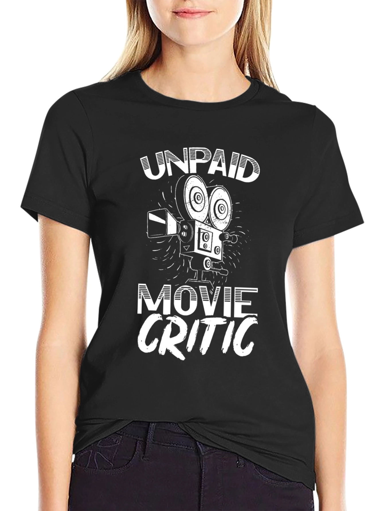 Unpaid Movie Critic Graphic Tee - Black Cotton Shirt