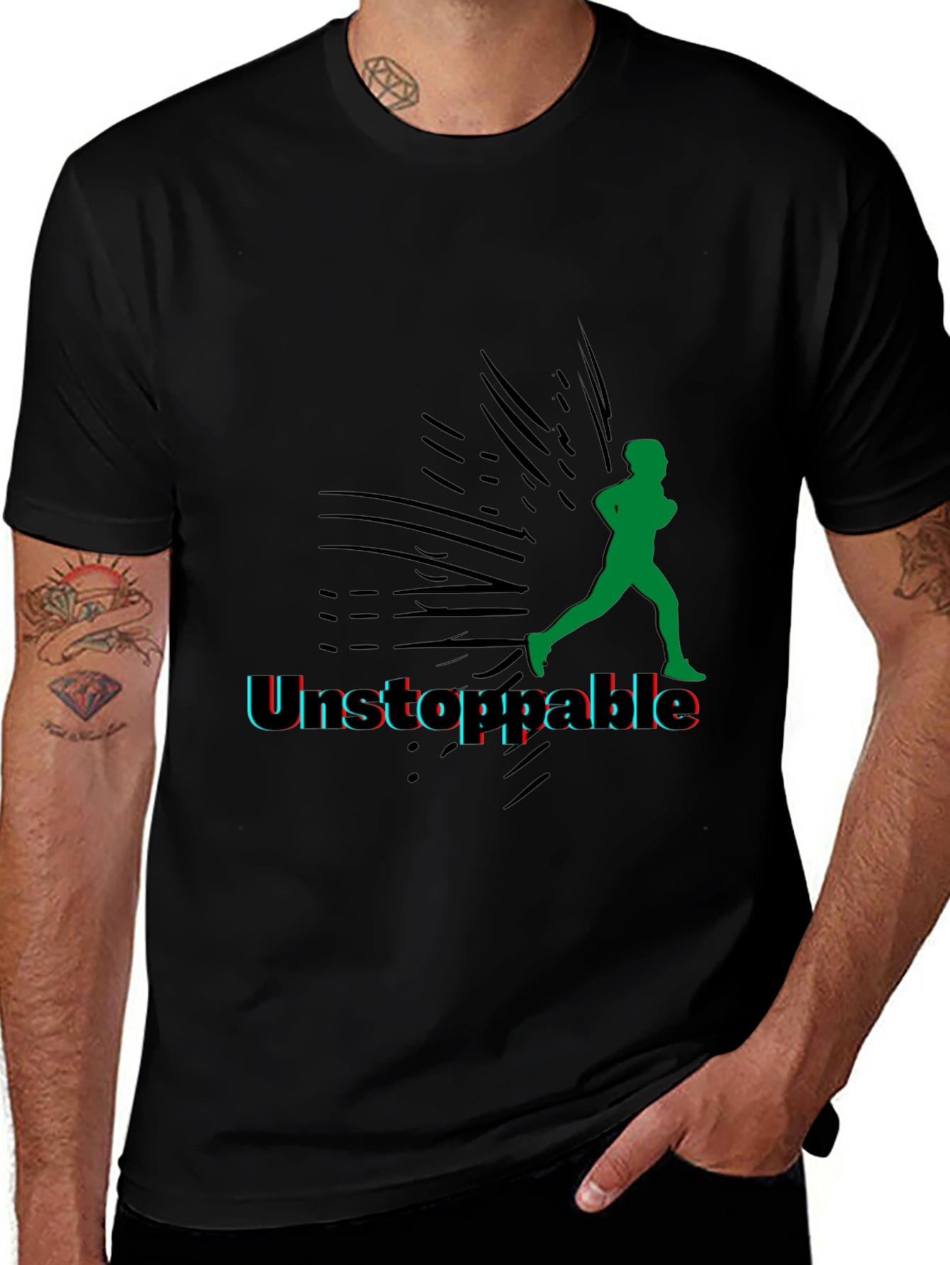 Unstoppable Running Graphic Black Tee