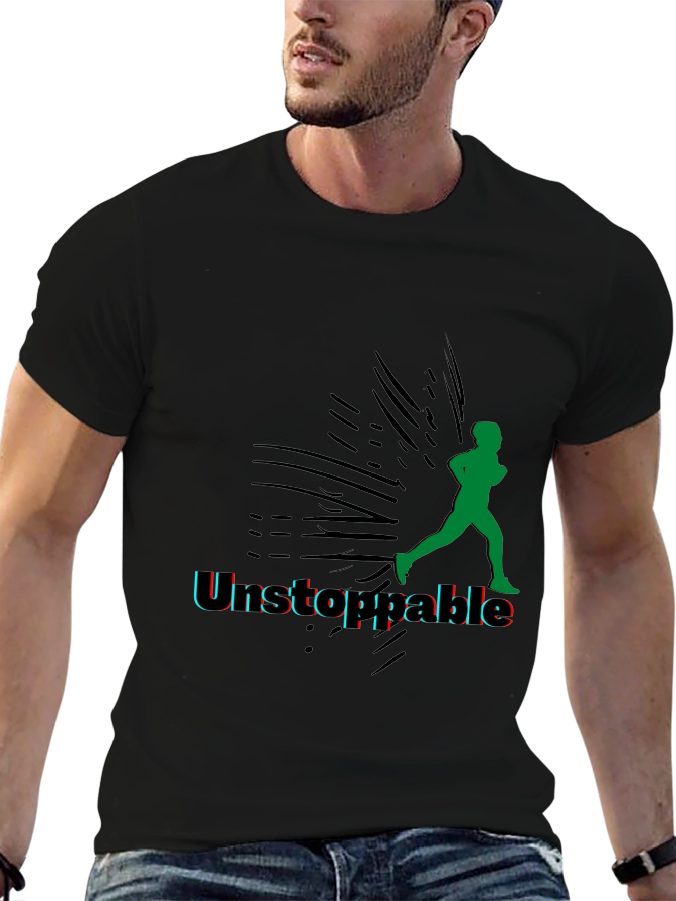 Unstoppable Running Graphic Black Tee