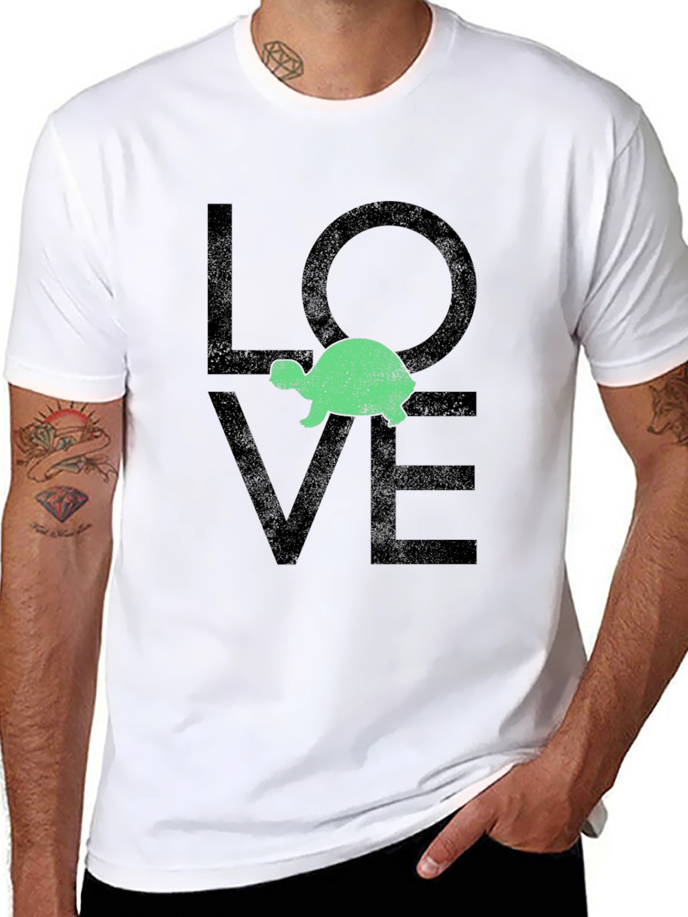 Turtle Love Graphic Tee - Black Cotton Blend