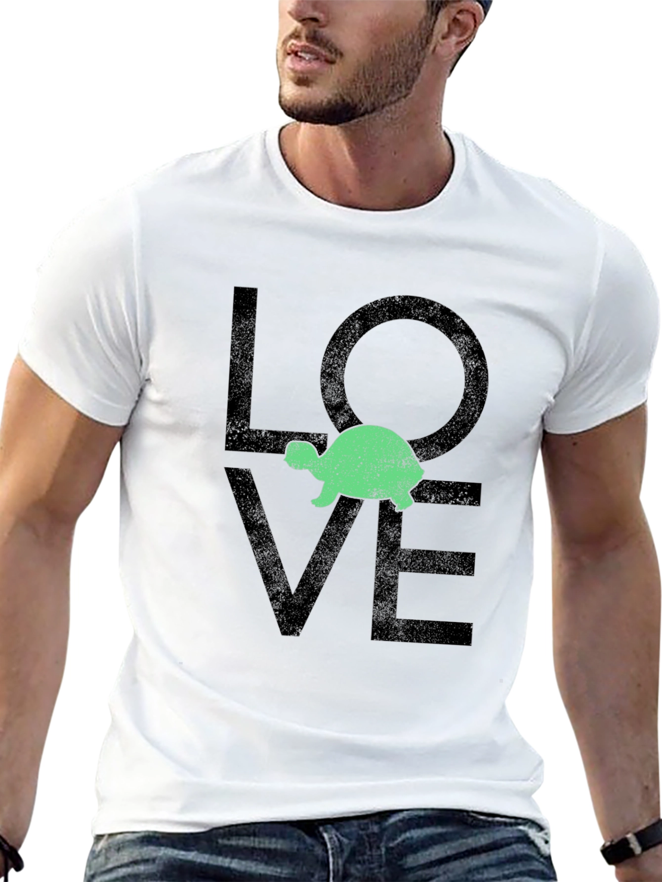 Turtle Love Graphic Tee - Black Cotton Blend
