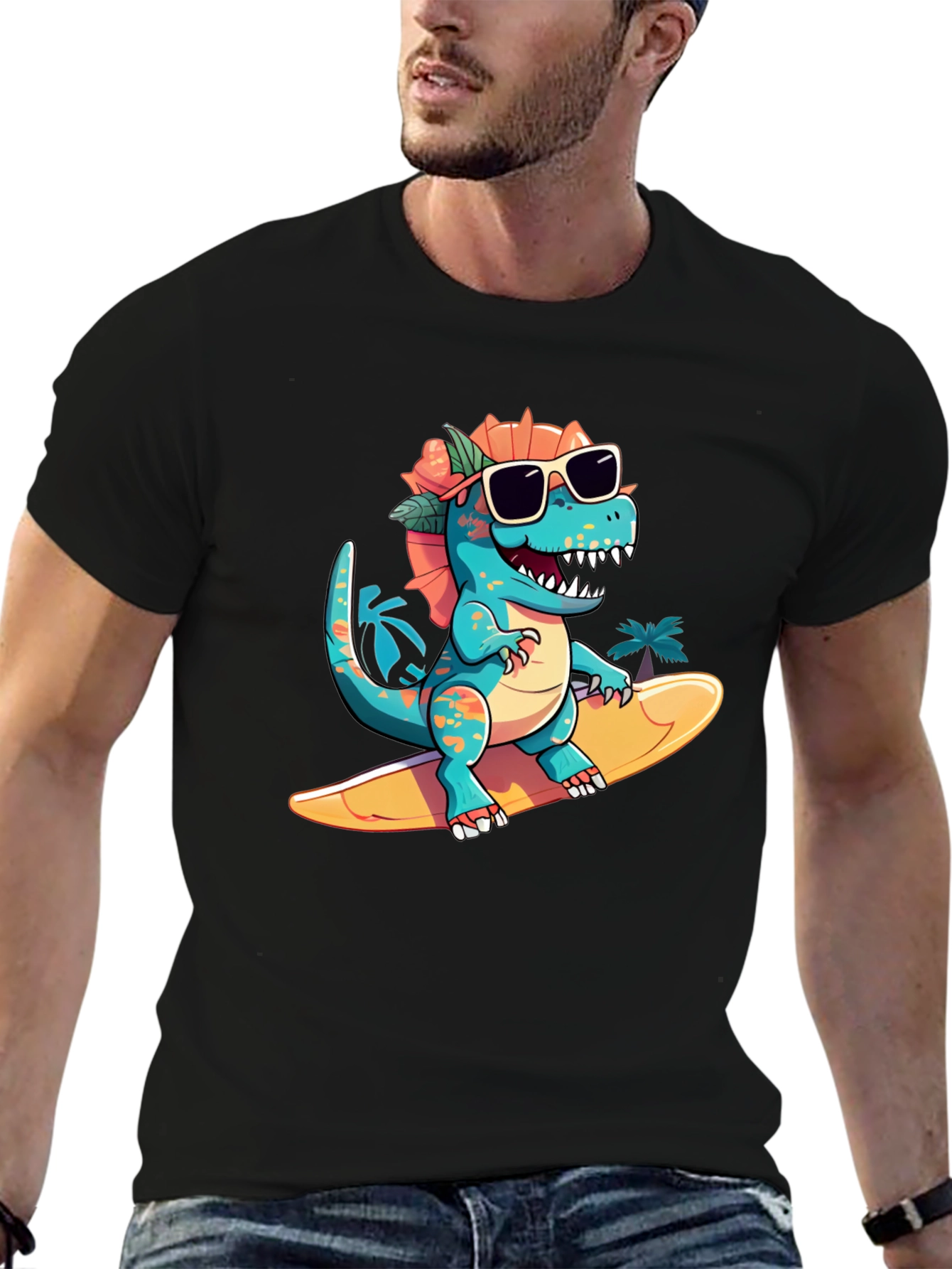 Surfing Dino Tee - Cool Summer Style