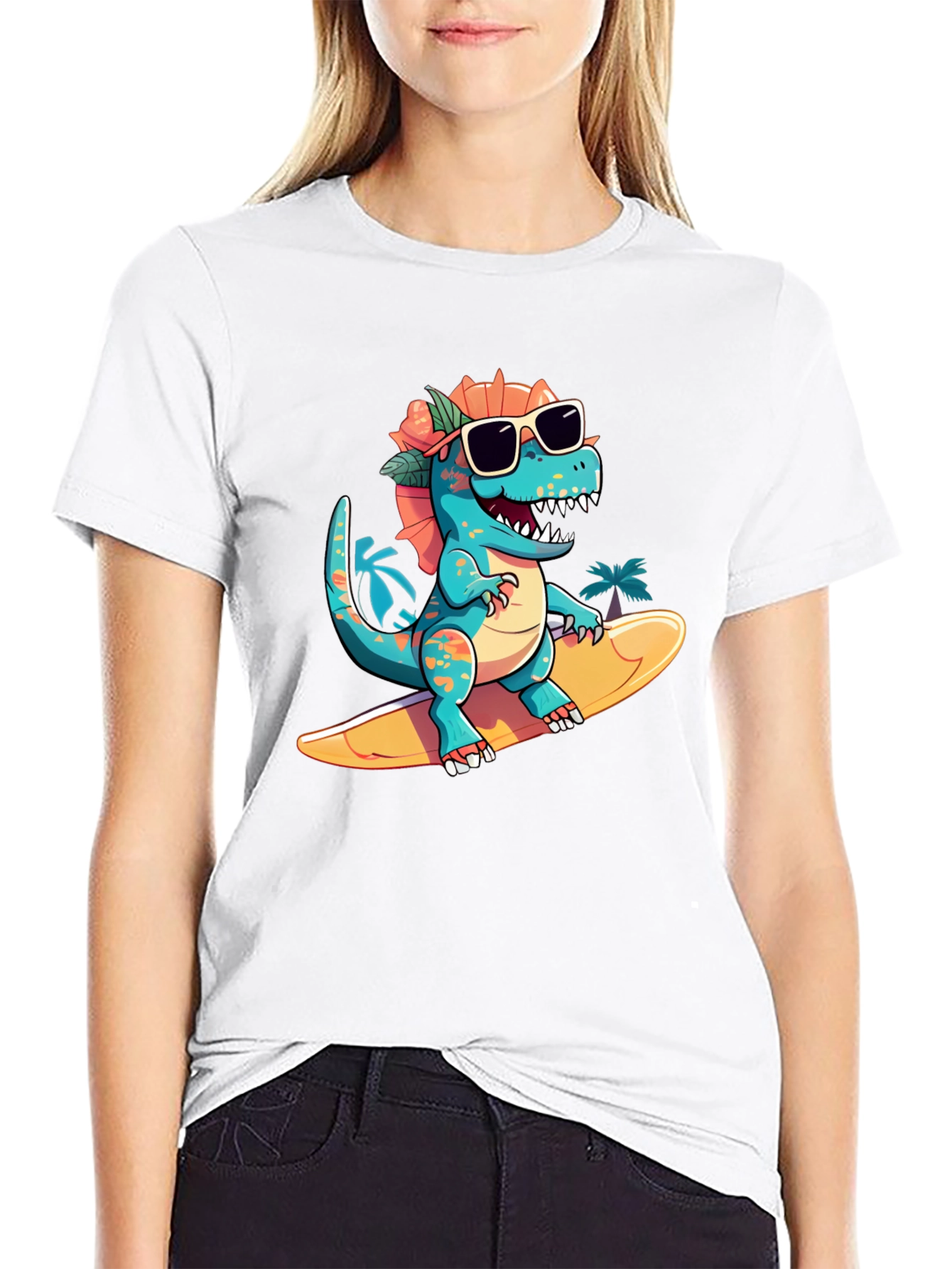 Surfing Dino Tee - Cool Summer Style
