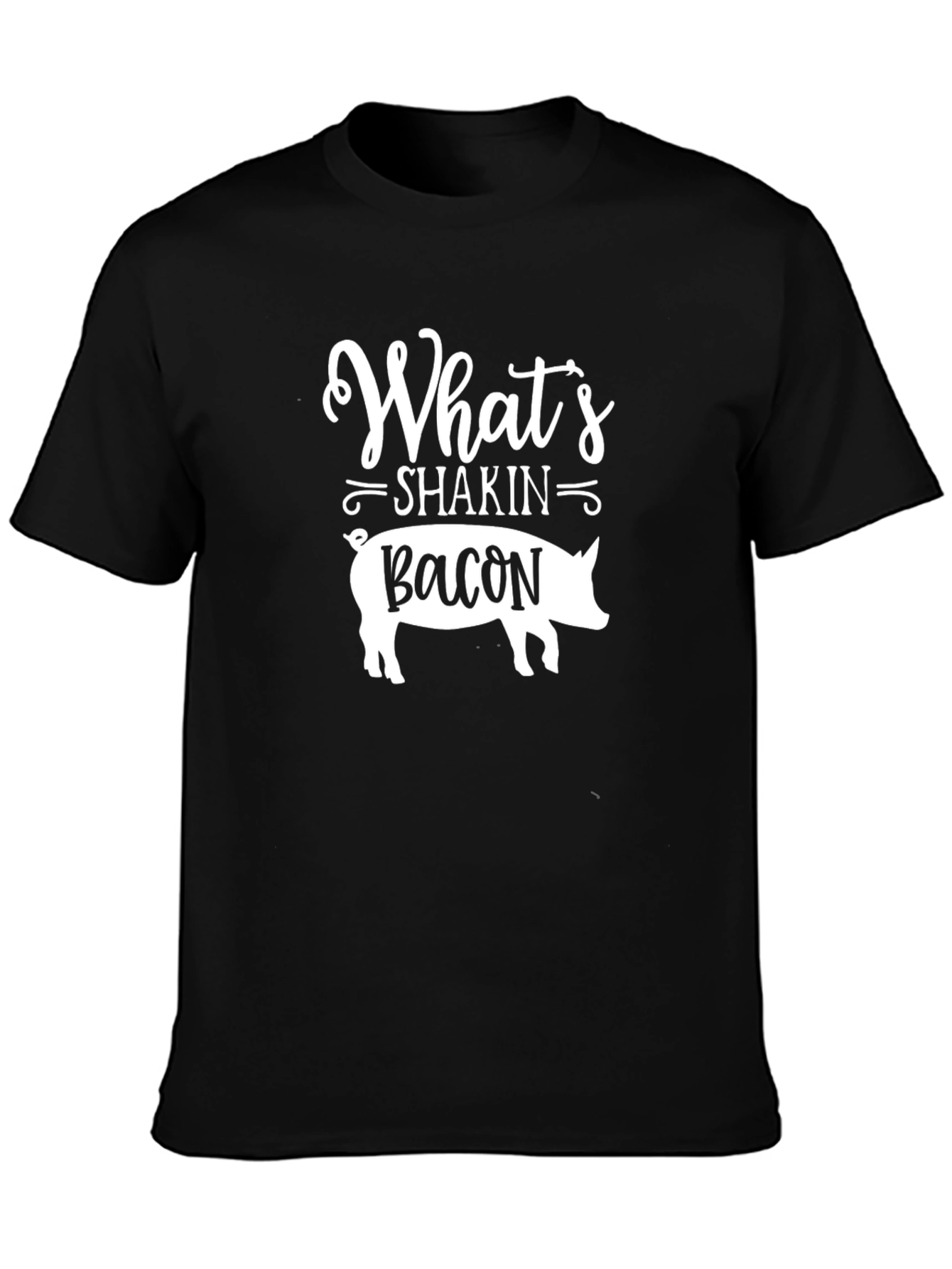 Whats Shakin Bacon Mens Black T-Shirt