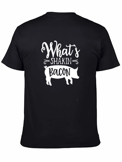 Whats Shakin Bacon Mens Black T-Shirt