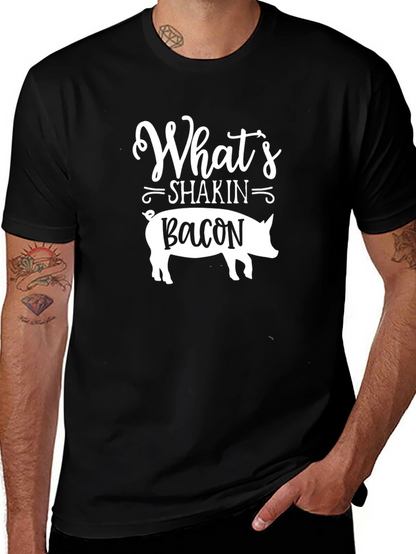 Whats Shakin Bacon Mens Black T-Shirt