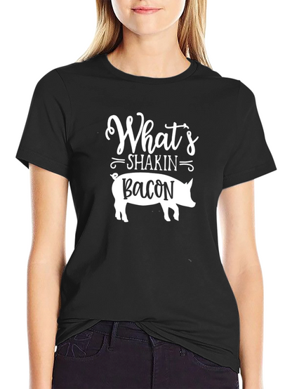 Whats Shakin Bacon Mens Black T-Shirt