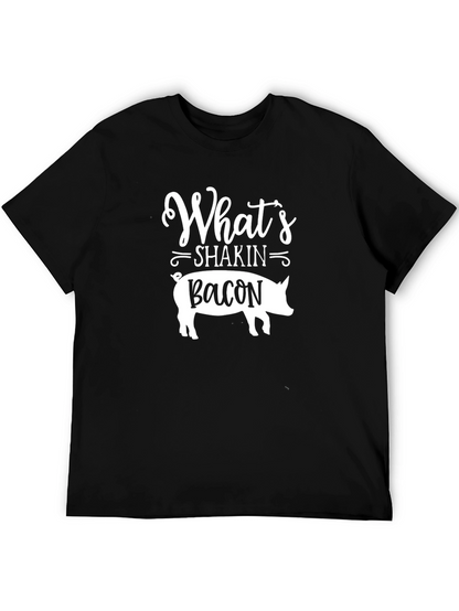Whats Shakin Bacon Mens Black T-Shirt