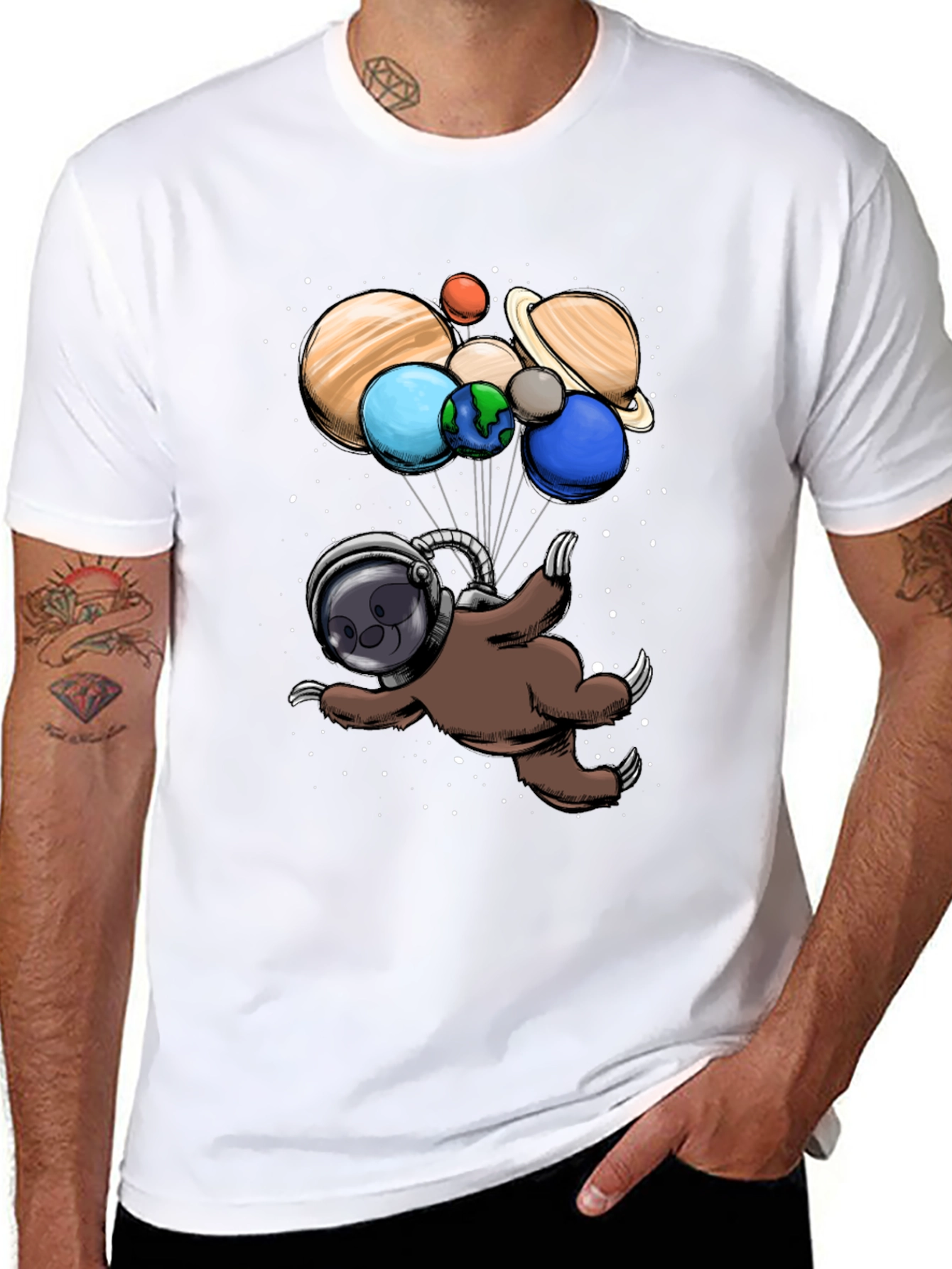 Astronaut Sloth Graphic T-Shirt