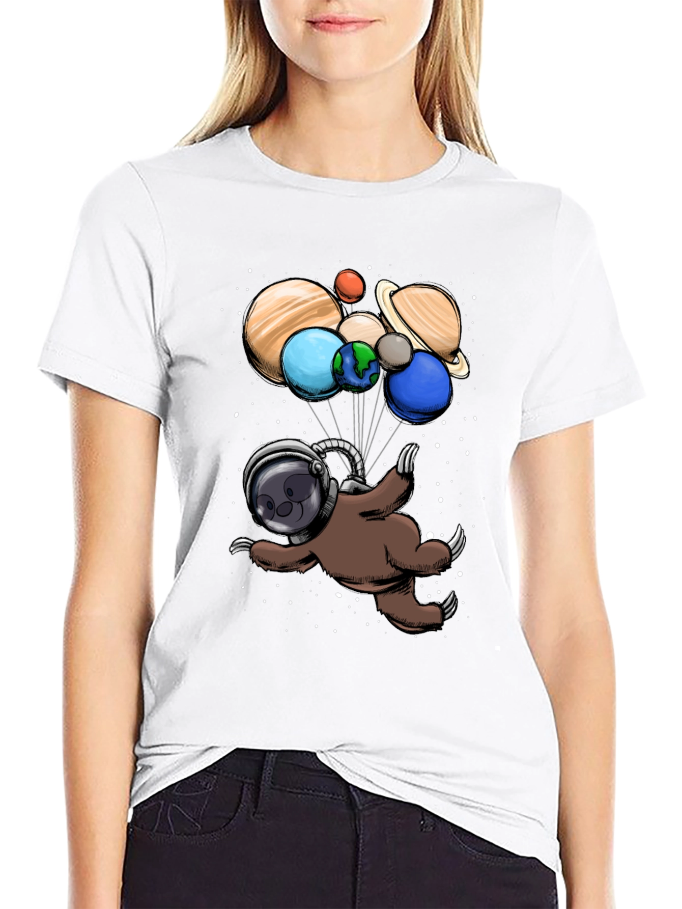 Astronaut Sloth Graphic T-Shirt