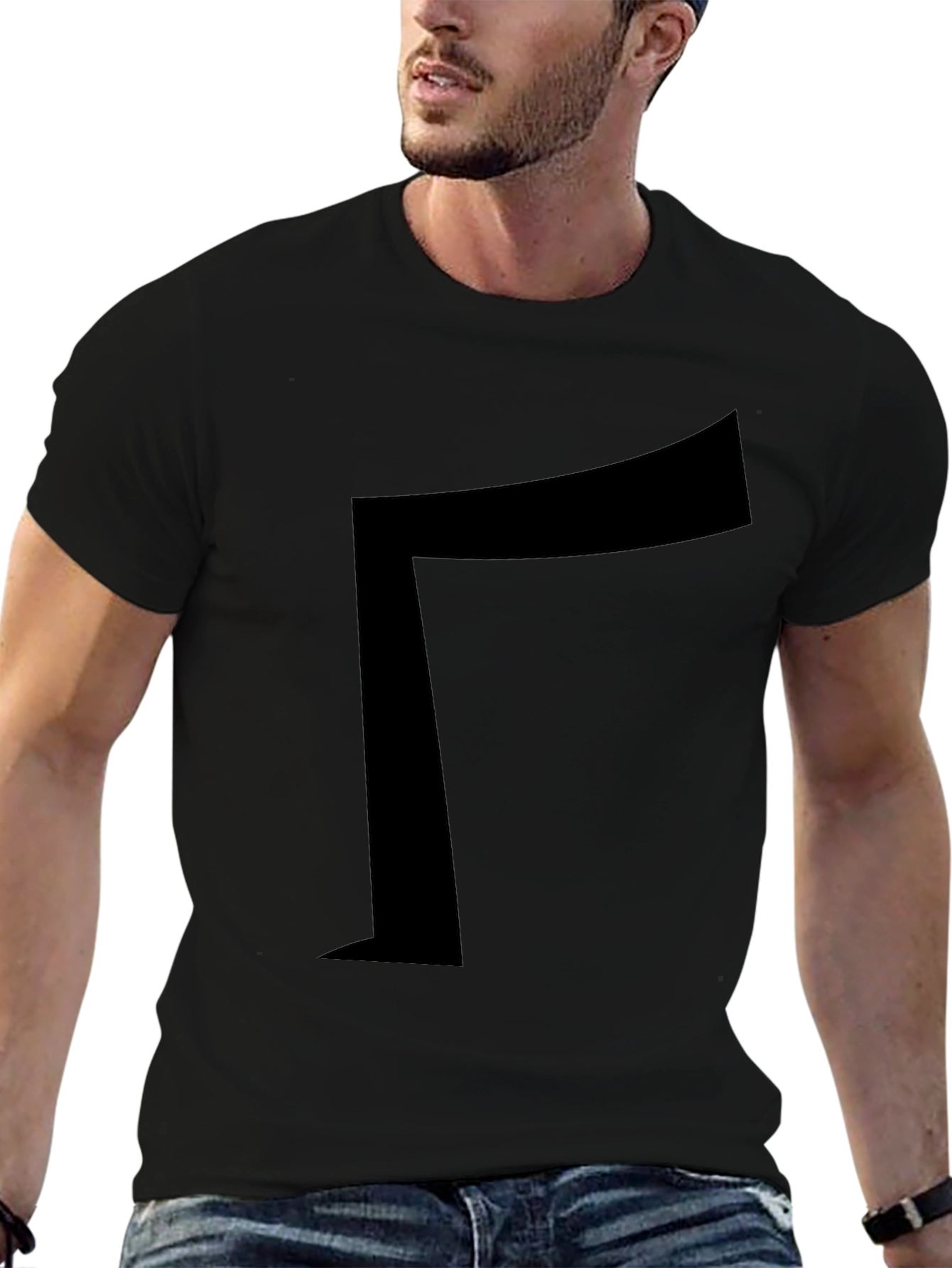 Black T-Shirt with Geometric Design