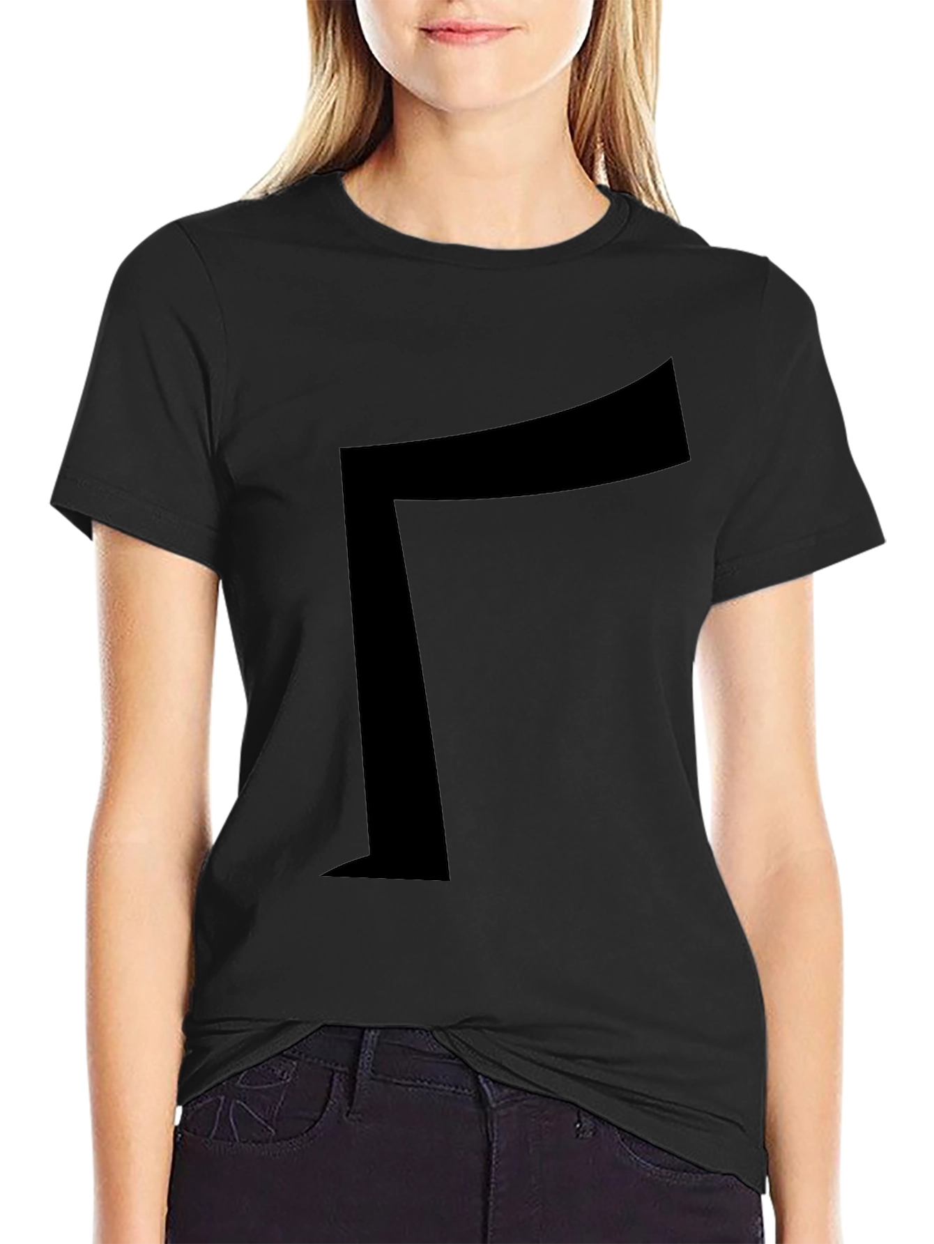 Black T-Shirt with Geometric Design
