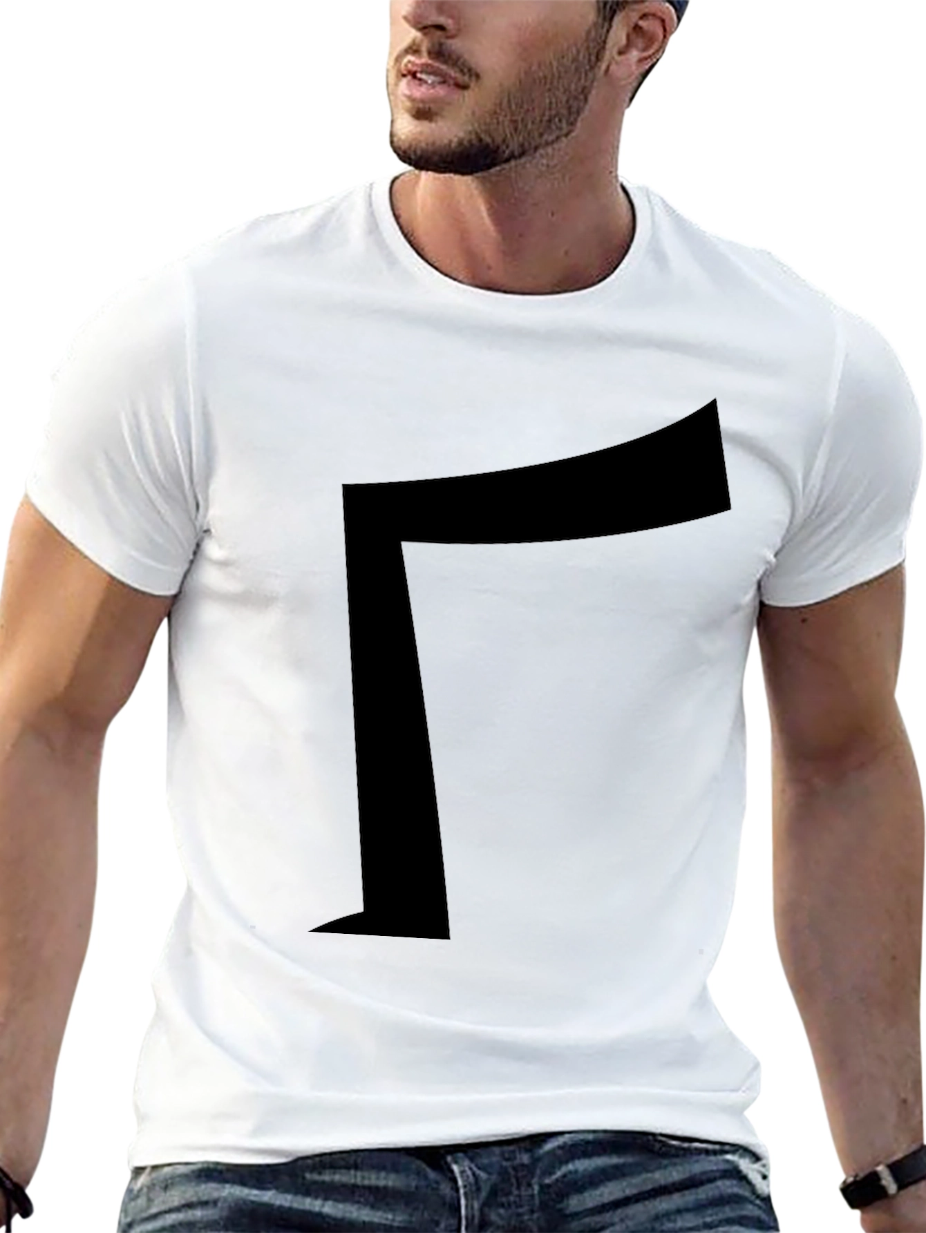 Black T-Shirt with Geometric Design