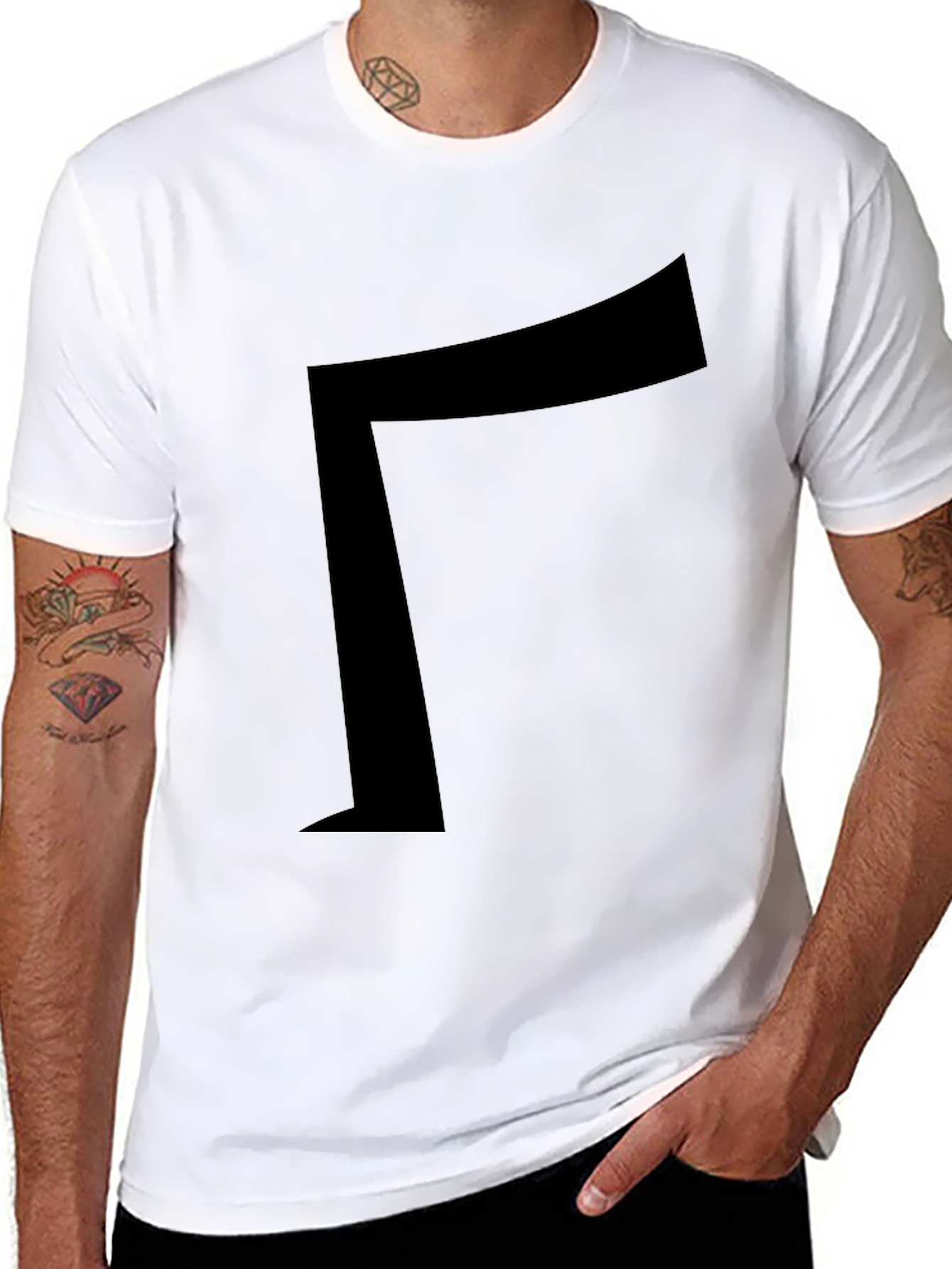 Black T-Shirt with Geometric Design