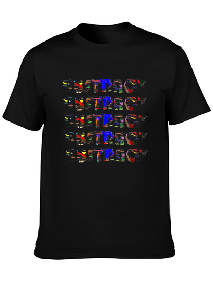 Abstract Design Black Cotton T-Shirt