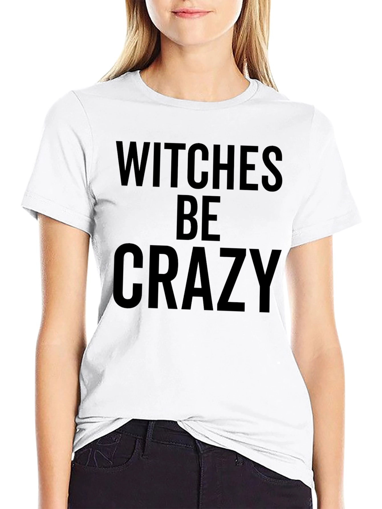 Witches Be Crazy Graphic Tee - Black Cotton T-Shirt