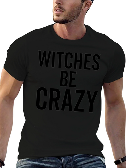 Witches Be Crazy Graphic Tee - Black Cotton T-Shirt