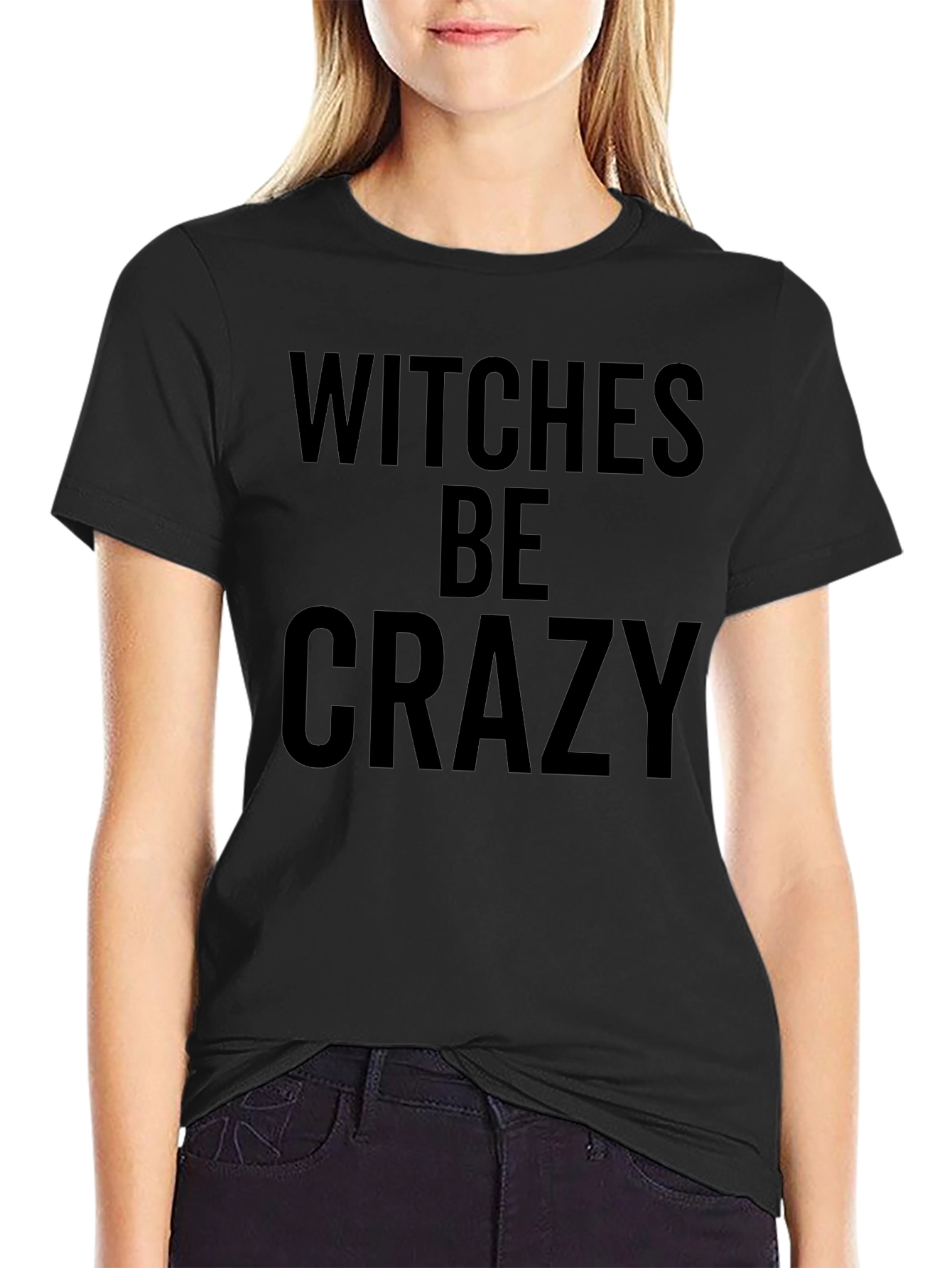 Witches Be Crazy Graphic Tee - Black Cotton T-Shirt