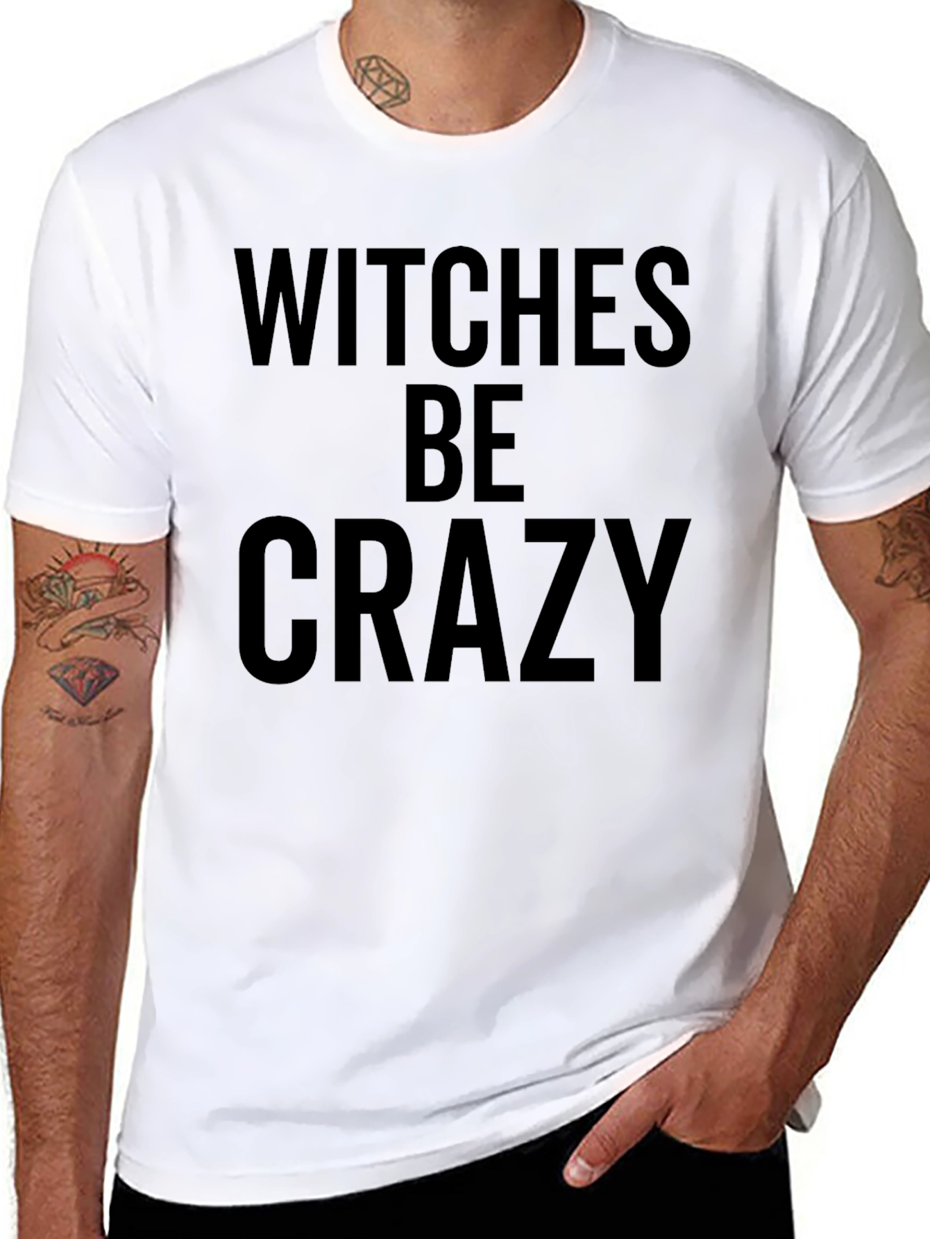 Witches Be Crazy Graphic Tee - Black Cotton T-Shirt