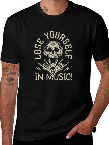 Lose Yourself in Music Skull Graphic Tee